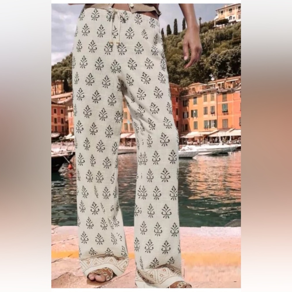 ZARA EMBROIDERED PANTS Trousers